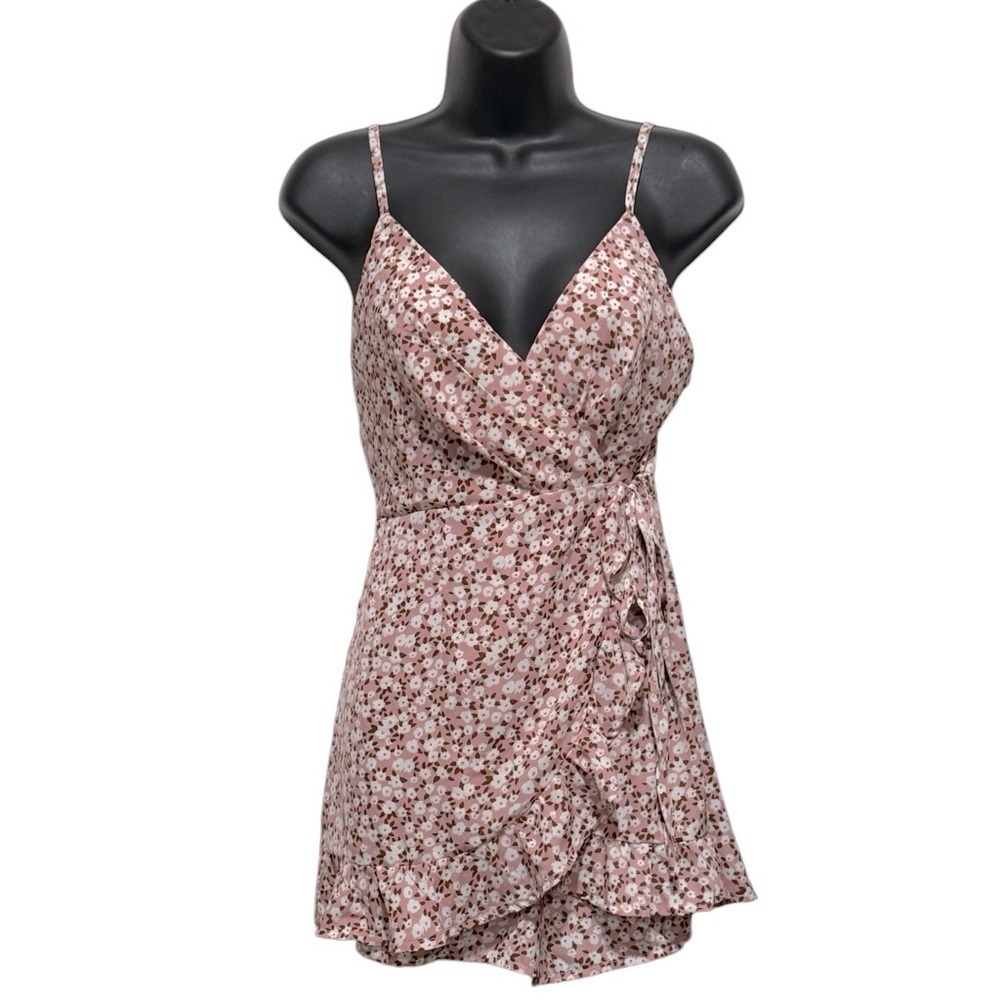 Princess Polly Pink Floral Wrap Sleeveless Lightweight Shorts Romper Womens sz 6 - Picture 2 of 14